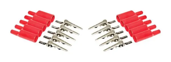 MUELLER ELECTRIC Garras de Jacaré com Isoladores Vermelhos, 10A, Pack de 10