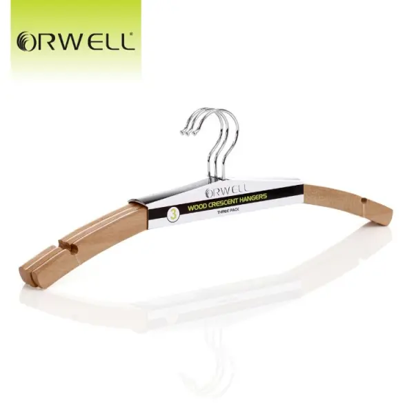 Orwell Crescent Hangers, Waxed Beech Wood, Pack of 3