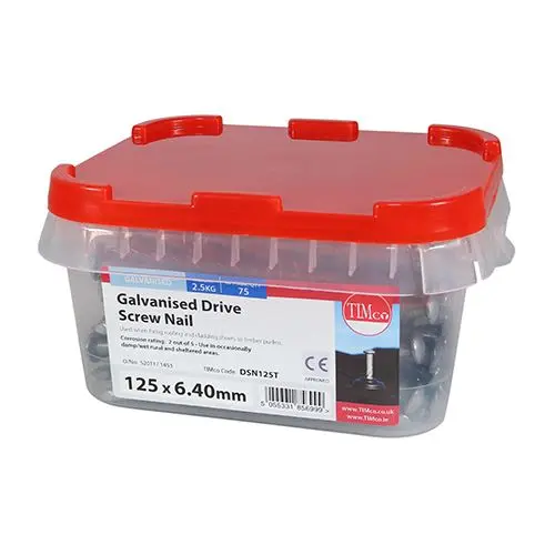 Timco - Vis à rattrapage galvanisée 125mm x 6,4mm, boîte 2,5kg