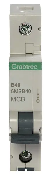 CRABTREE Loadstar - Clib MCB 40A Aonpholach, Cuar B, 6kA