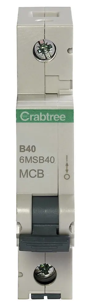 CRABTREE Loadstar 40A Single Pole MCB, B Curve, 6kA