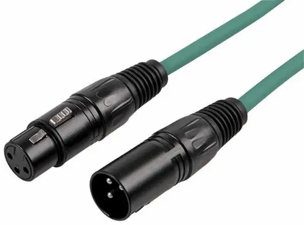 RARAION 3-Pin XLR Male to Female Patch Lead, 1.5m, Green, Shielded