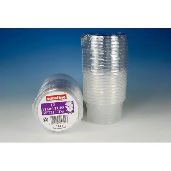Caroline 12-Pack 4oz (114ml) Round Plastic Tubs with Lids