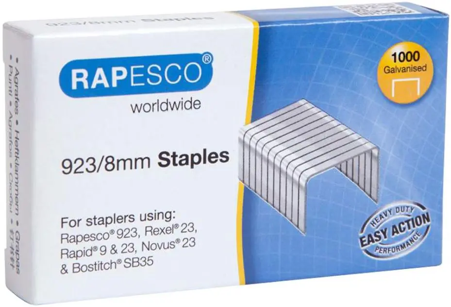 RAPESCO 923/8mm Galvanised Steel Staples, Pack of 1000