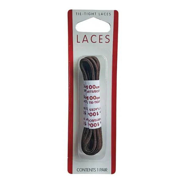 Fine Round Shoe Lace, 100cm, Brown, 10g
