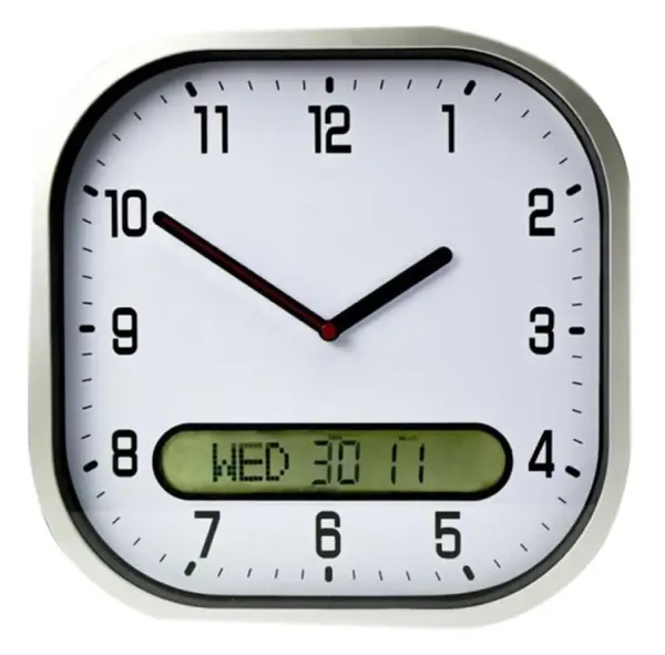 LIFEMAX - Jam Dinding Kontras Tinggi dengan Paparan Tarikh Hari 30cm - Putih