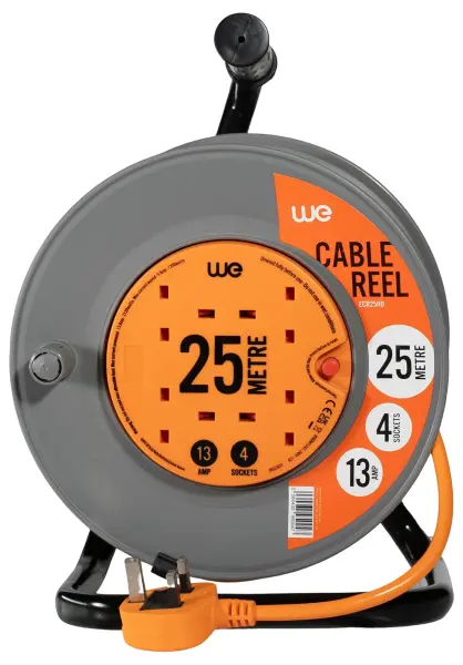 Westminster Electrical 4 Gang Heavy Duty Mains Extension Reel - 25m