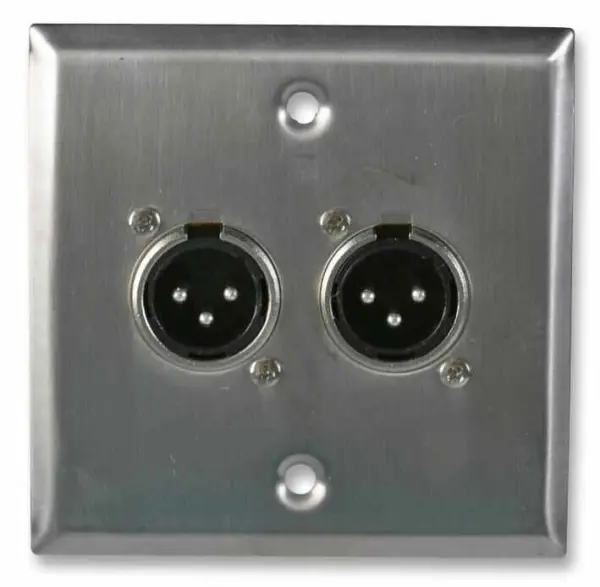 PRO SIGNAL AV Wall Plate with 2 x Male XLR Connectors, Stainless Steel