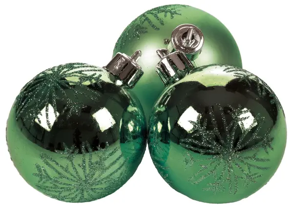 Premier Decorations Dark Green Snowflake Cluster Baubles, 60mm, Pack of 3