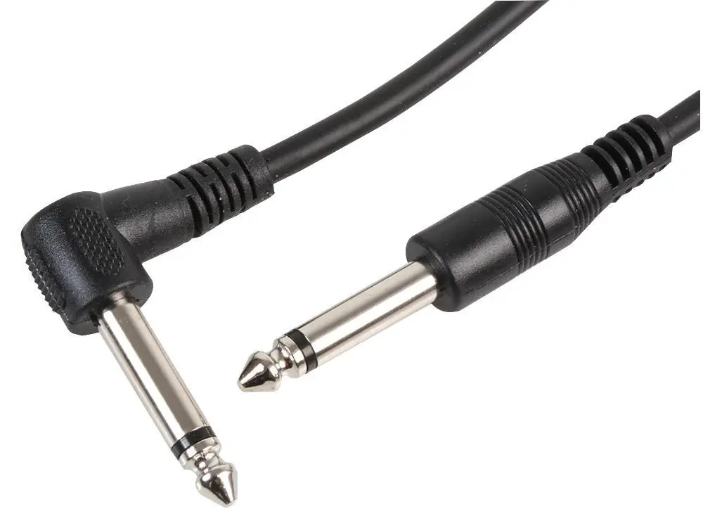 PRO SIGNAL 6.35mm Mono Jack Lead, Right Angle to Straight, 1.5m