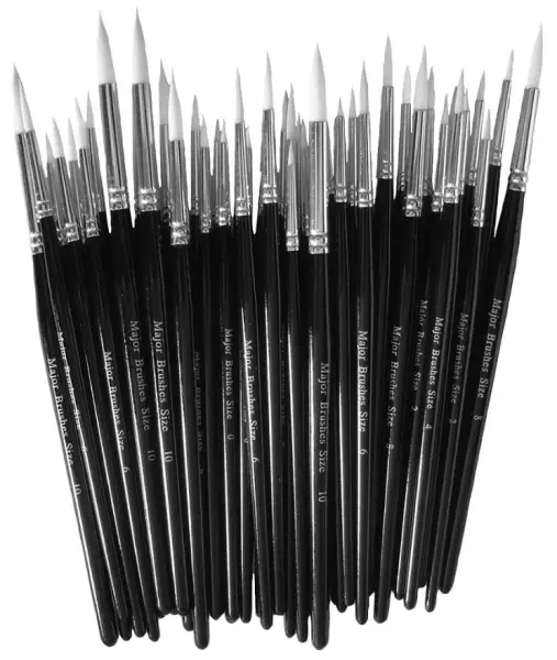 MAJOR BRUSHES - Set Berus Cat Bulat Hujung Sable Sintetik 50 Pek