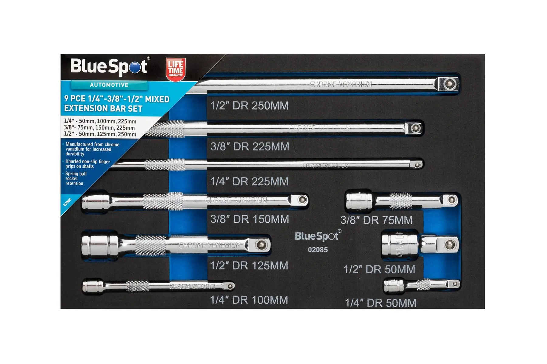 Blue Spot Tools 9-Piece Mixed Extension Bar Set (1/4”-3/8”-1/2”)