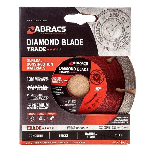 Abracs ABDD115M Diamond Blade 115mm x 10mm x 22mm