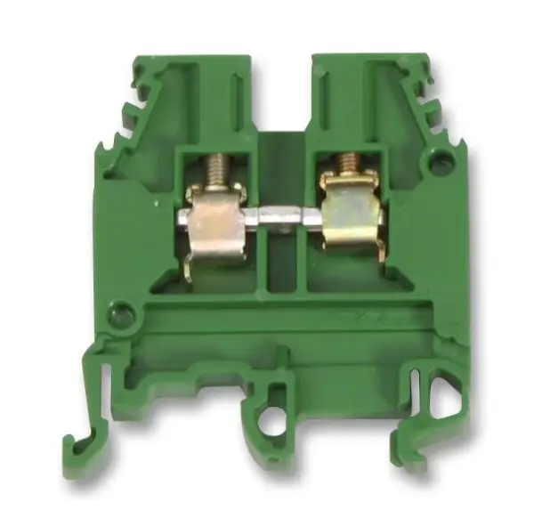 TE Connectivity 2 Way 800V DIN Rail Mount Terminal Block, 22-10AWG - Green 32A