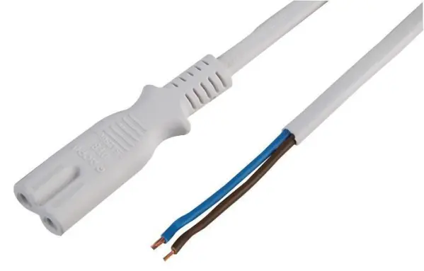 PRO ELEC IEC C7 to Bare Ends Power Lead, 1m, White