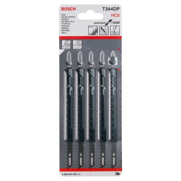 Bosch T344DP Pily do dřeva, balení 5 ks
