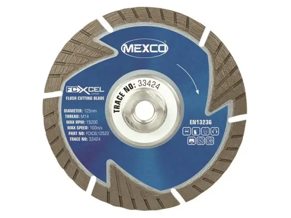 MEXCO FCXCEL Grade Flush Cut Diamond Blade - 125 x 22mm