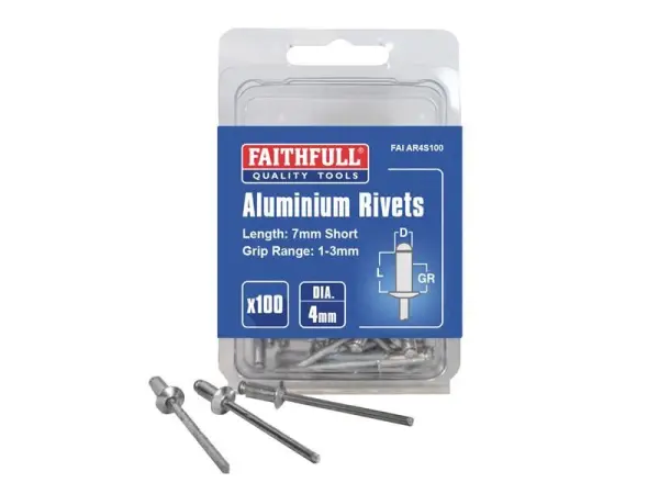 Faithfull Aluminium Klinknagels 4mm x 7mm, Verpakking van 100