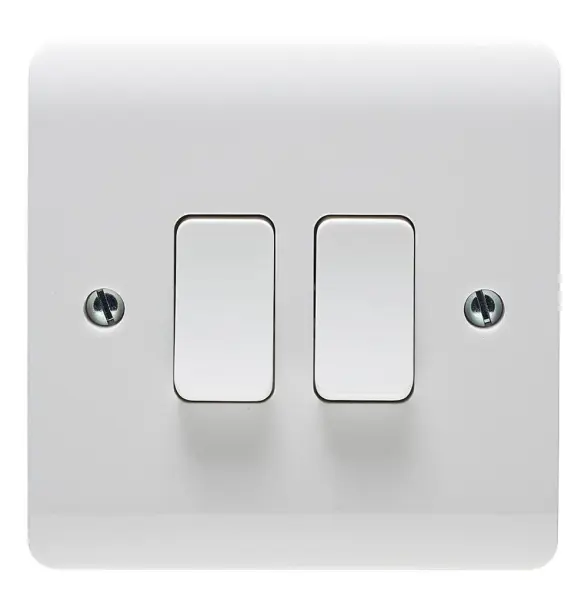 Crabtree Instinct 2 Gang 2 Way Wall Switch, 10AX, White