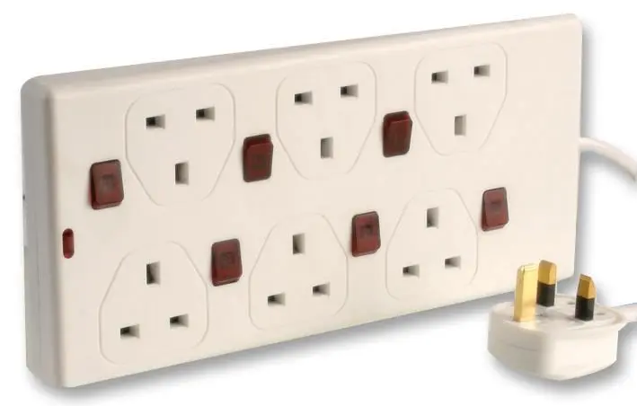 Pro Elec - Rallonge 6 prises 2m avec interrupteurs néon