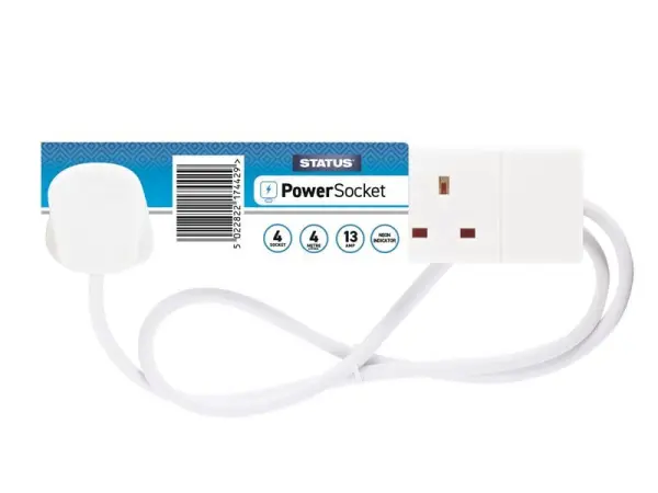 STATUS Extension Lead with Neon Indicator - 4-Gang, 4m