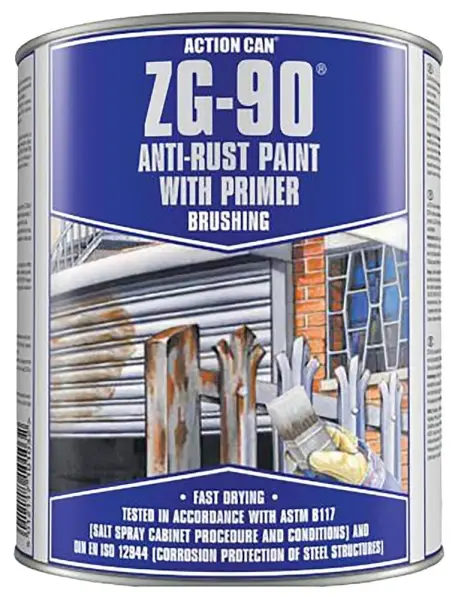 ACTION CAN Rapid Dry Galvanise & Anti-Rust Paint with Primer, 900ml Tin - Silver
