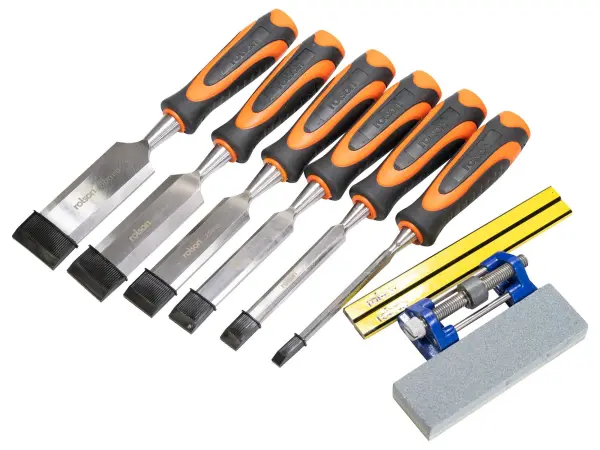Rolson Professional Wood Chisels & Honing Guide Set, 10 Piece