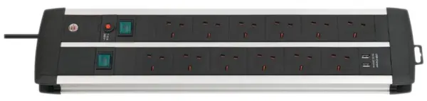 BRENNENSTUHL Premium Duo Alu-Line Προέκταση 12 Θυρών με USB, 3m