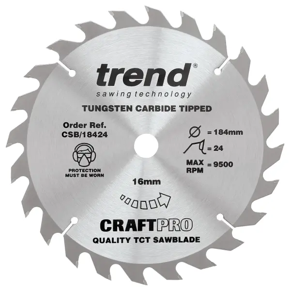 TREND - 24T Circular Saw Blade CraftPRO TCT - 184mm 16mm