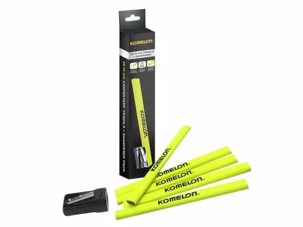 Komelon HB Carpenters Pencils & Sharpener Pack, 10-Piece
