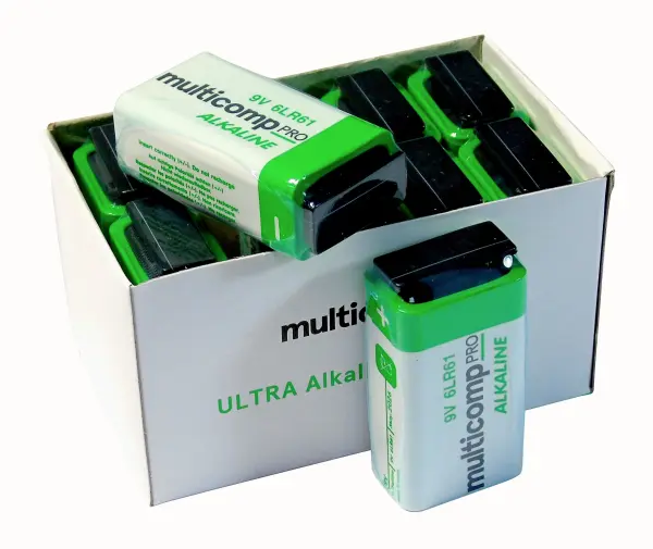 Multicomp Pro Alkaline 9V PP3 Batteries, 10 Pack
