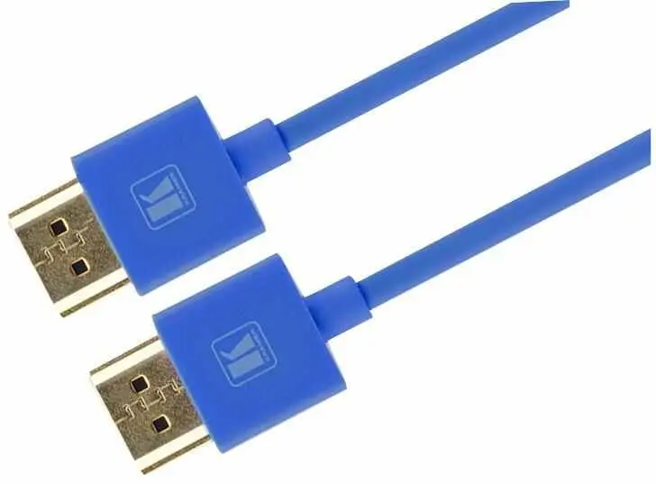 KRAMER Premium Câble HDMI Haute Vitesse, Ultra Slim, 0.9m, Bleu