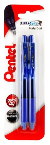 PENTEL EnerGel X Gel Rollerbalpennen, 2-delige verpakking, Blauw (0,7mm)