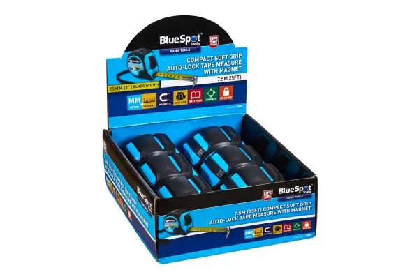 Blue Spot Tools 紧凑型软握磁力卷尺 7.5米/25英尺