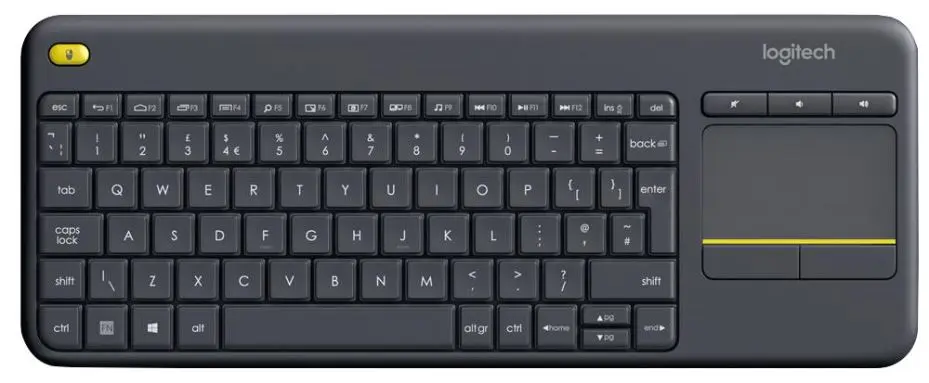 Logitech K400 Plus Wireless Touch Keyboard with Touchpad, Black