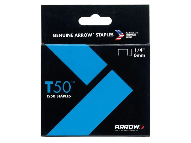 Arrow Puntiaglie T50 6mm (1/4 pollici), Confezione da 5000 (4 x 1250)