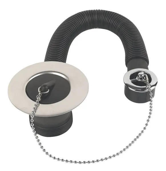 McAlpine Sink Plug with Chain, Rubber & Brass, 9½”