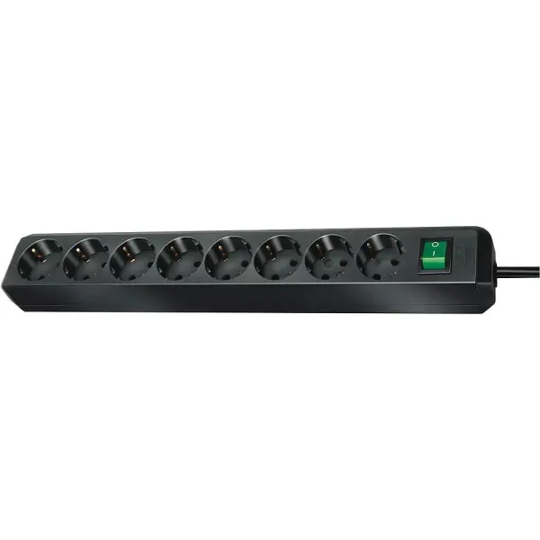 Brennenstuhl Eco-Line 8-Gang Extension Lead, 3m, Black