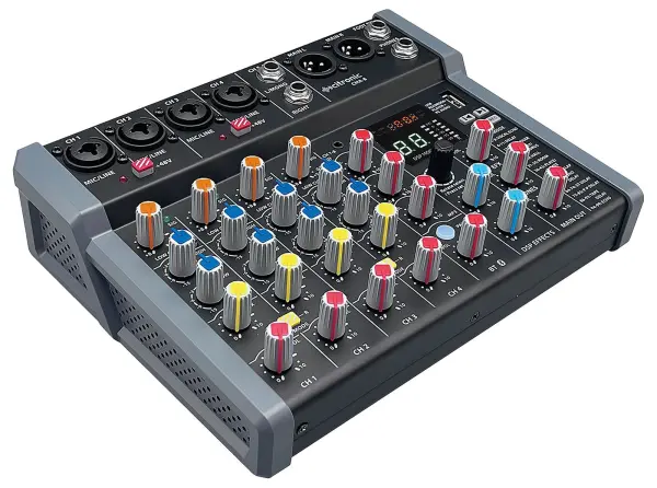 Citronic 4 Mono and 2 Stereo Compact Mixer with DSP, USB and Bluetooth