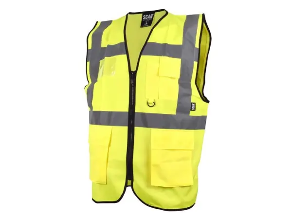 Scan Hi-Vis Utility Waistcoat, Yellow, XL (48in)
