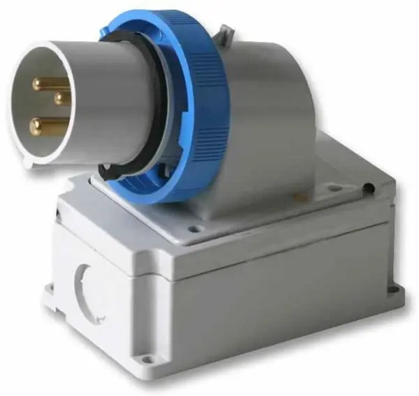 PRO POWER 32A Surface Mount CEE Appliance Inlet, 2P+E, Blue, IP67