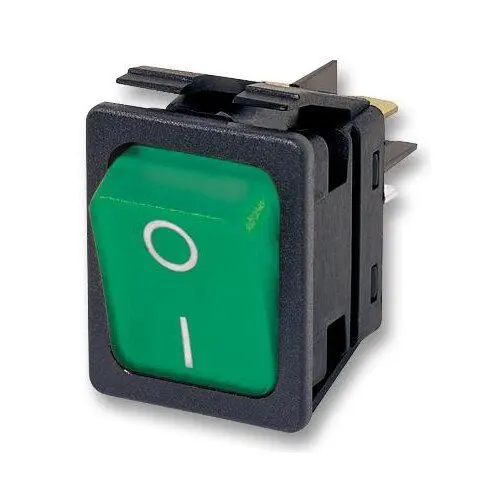 Bulgin 6050 Series Green Illuminated Rocker Switch, On/Off, 16A 250V