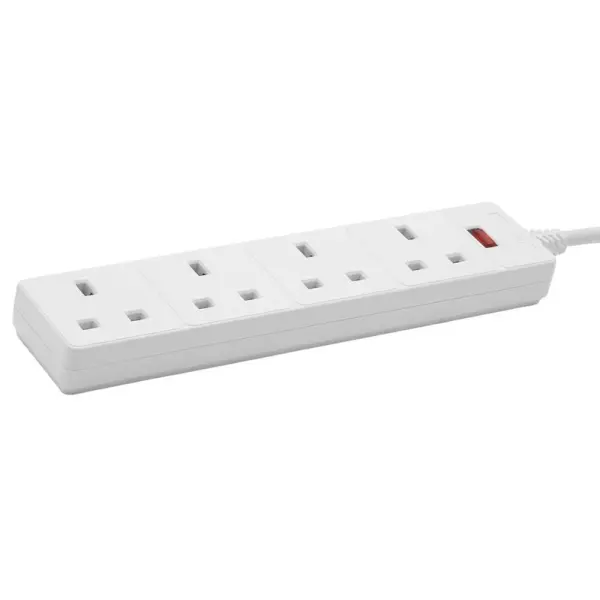 Westminster 4 Gang Mains Extension Lead - White 5m
