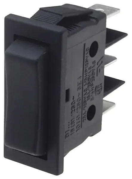 EVEREL B1 Series SPDT On-OFF-On Rocker Switch, 16A 250V AC, Black