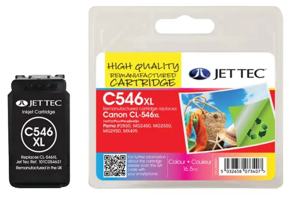 JET TEC Remanufactured Colour Ink Cartridge Replaces Canon CL-546XL, 70g