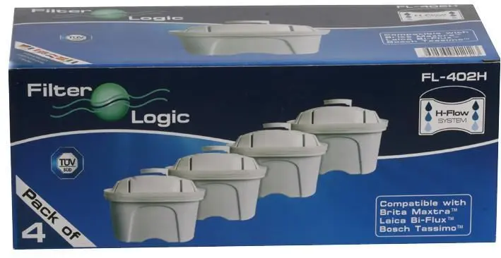 Filter Logic H-Flow Filtercartridges 4-pack voor Brita Maxtra & Laica Bi-Flux
