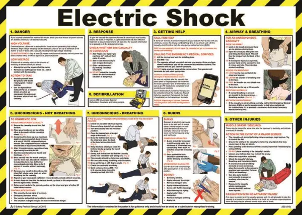 RARAION Electric Shock Guidance Poster, Plastic Laminated, 420x590mm