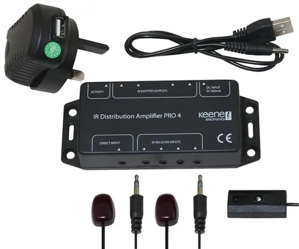 KEENE ELECTRONICS - Amplificador de Distribución IR PRO 4 - Receptor IR de Mont