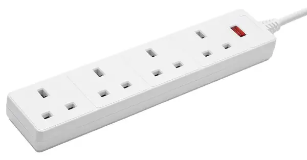 Westminster 4 Gang Mains Extension Lead - White 2m
