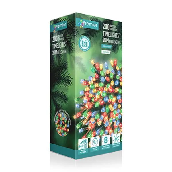 Premier Decorations Multi Action Battery Operated Timer LED String Lights - Multi